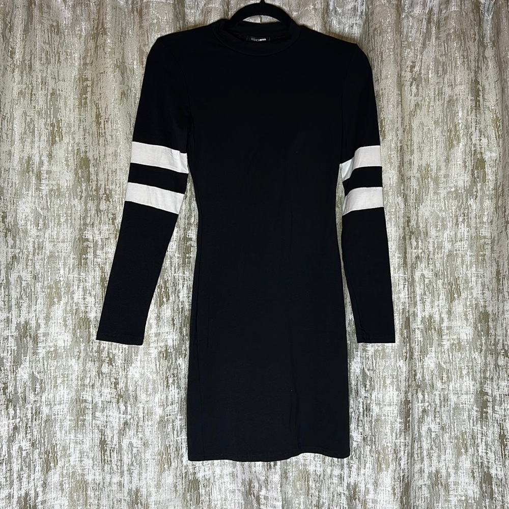 Black and white sporty mini dress